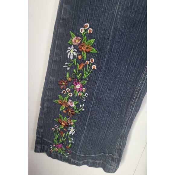 ZANA DI Jeans Juniors SZ 9 Embroidered Boho Hippie y2k vintage jeans Floral - Picture 7 of 15